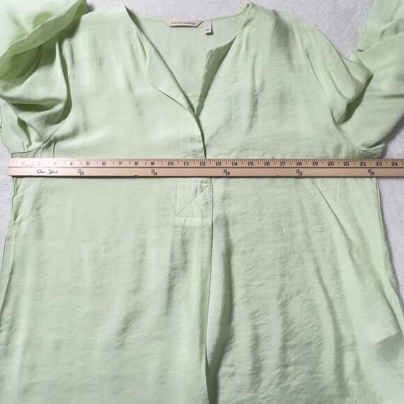 Soft Surroundings Alexis Tunic Top Sz L Green 3/4 Sleeves Split V-Neck - Picture 9 of 15